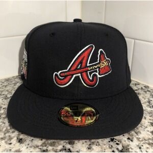 Atlanta Braves New Era 59FIFTY Turner Field Final Season Navy Red Hat Size 7 1/2